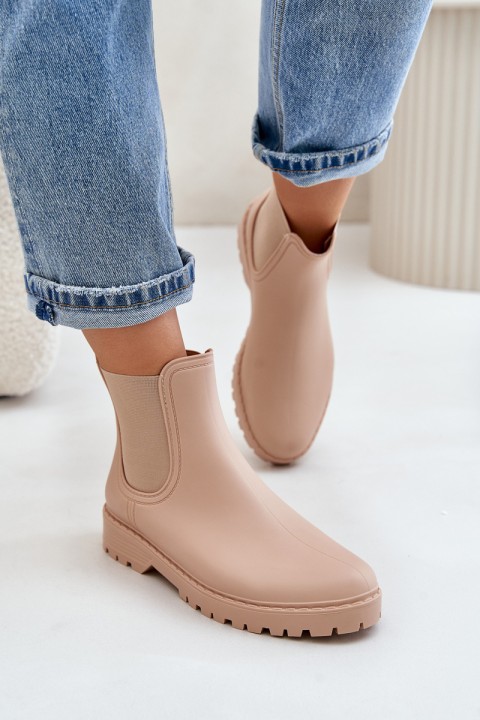 Women's Rubber Boots With Elastic Inserts Beige Ciariel