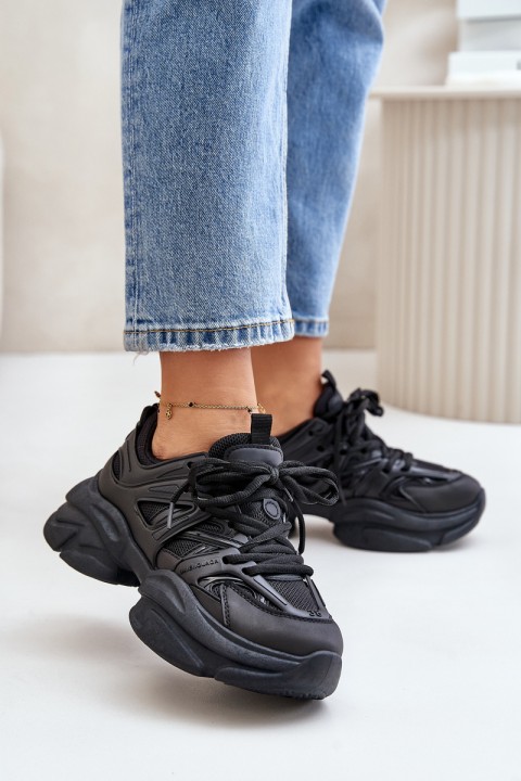 Women's Sneakers On Massive Sole Black Amoserna