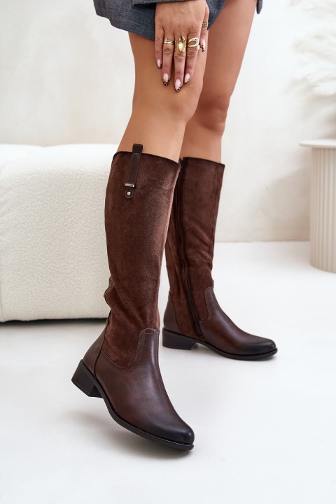 Women's Insulated Knee-High Boots With Zipper Brown Ivasira