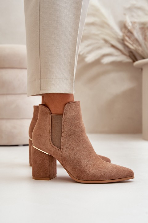 Eco Suede Ankle Boots With Heels Insulated Brown Daivine