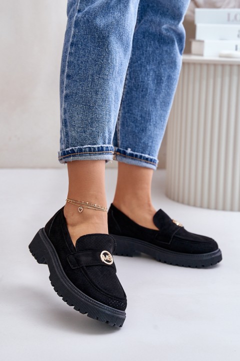 Women's Loafers With Golden Detail Black Arilva