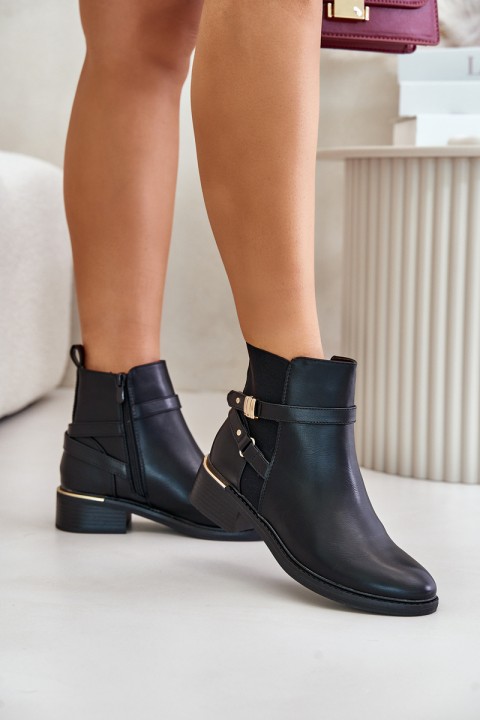 Women Boots Insulated With Decorative Straps Black Kikirra