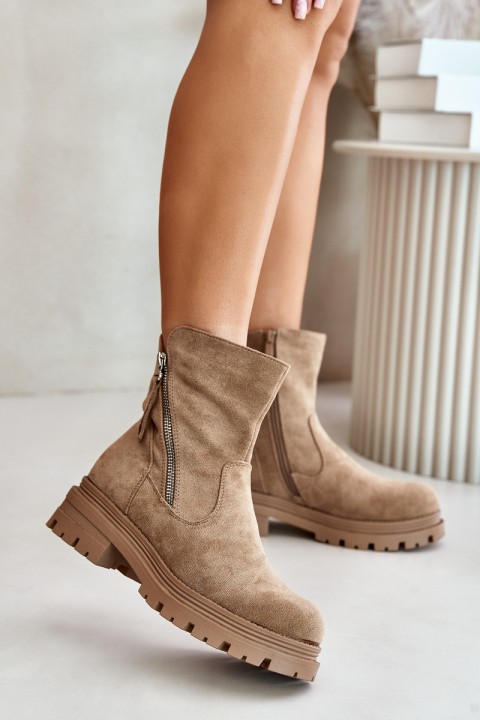 Suede boots with cutouts Beige Klarissa