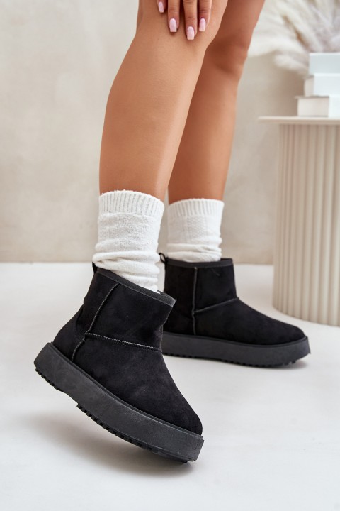 Women's Snow Boots On Platform Made Of Eco Suede Black Atteria