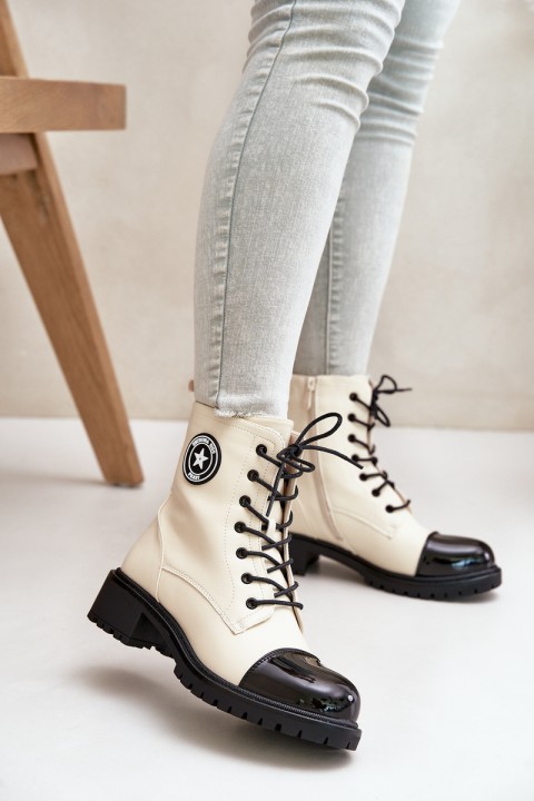 Worker Boots With Zipper Insulated Beige-Black Soratta