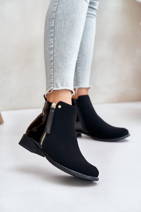 Insulated ankle boots with flat heel and low shaft black Zinariella