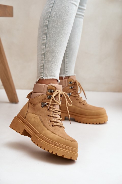 Lace-Up Women's Ankle Boots Camel Rabaria