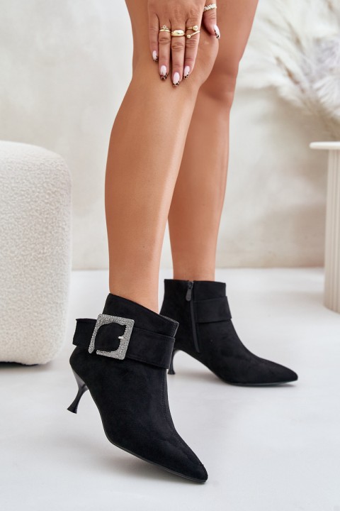 Womens Stiletto Boots With Decorative Buckle Black Nirilis