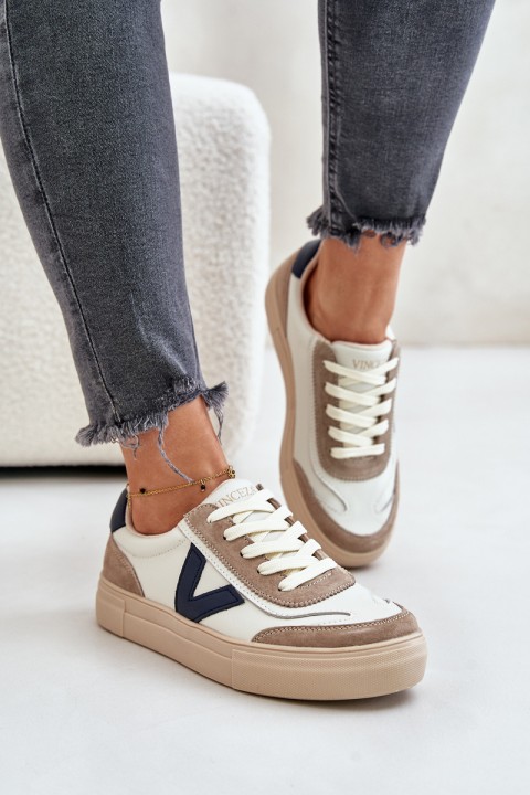 Ladies Leather Sneakers Vinceza 7923 Beige