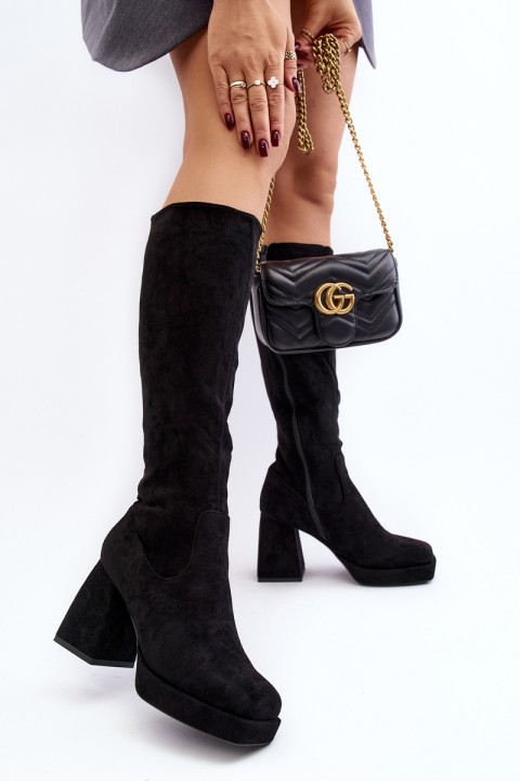 Women's winter boots with chunky heel Black Layala