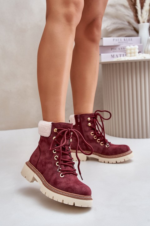 Insulated Ankle Boots for Women with Zip Burgundy Ferelia