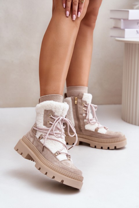 Boots With Fur Shearling Beige Merilana