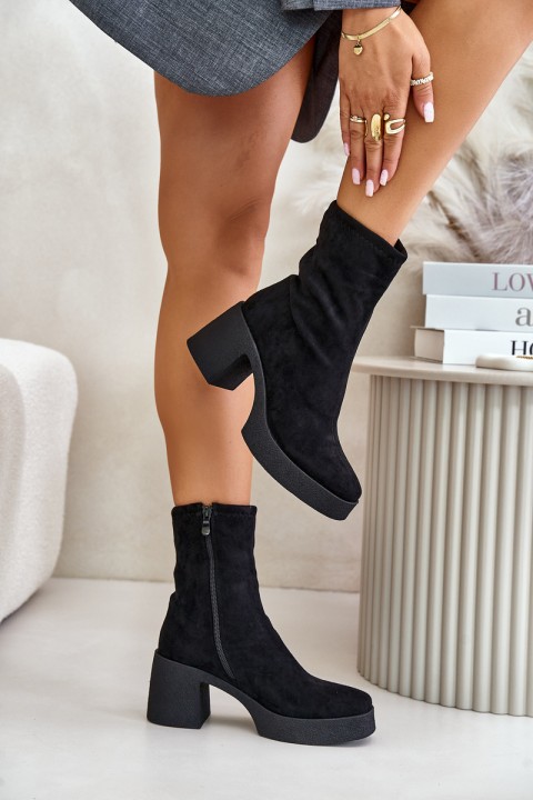 Women's Platform Boots With Chunky Heel S.Barski HY42-739 Black