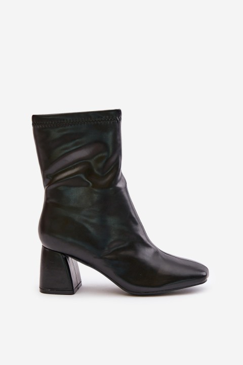 Smooth Women's Ankle Boots On Heel Made Of Eco Leather Black Izariel