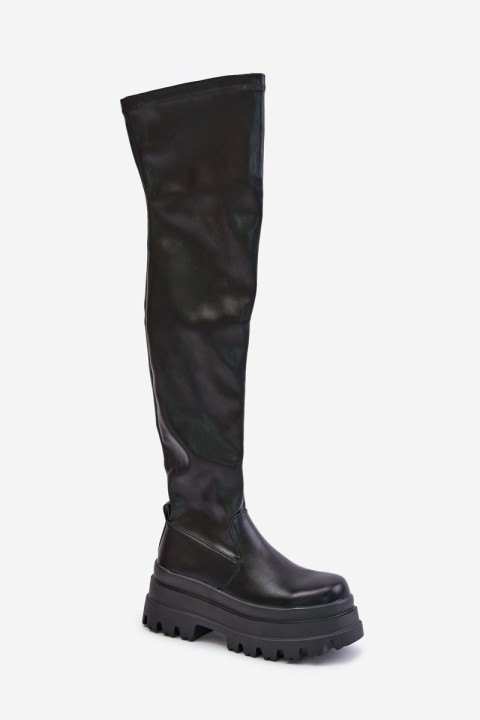 Knee High Boots On A Massive Platform Black Zinera