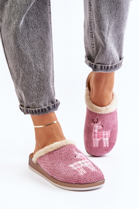 Ladies Slippers With Reindeer And Fur Inblu CT000034 Pink