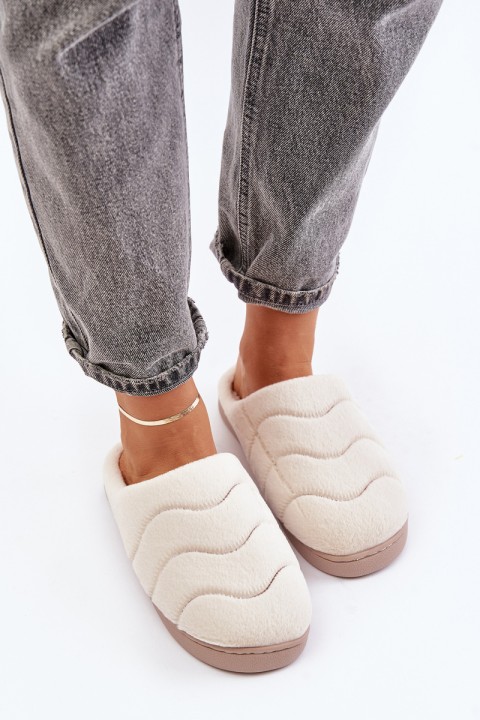 Furry Warm Slippers Women's Beige Vamirae