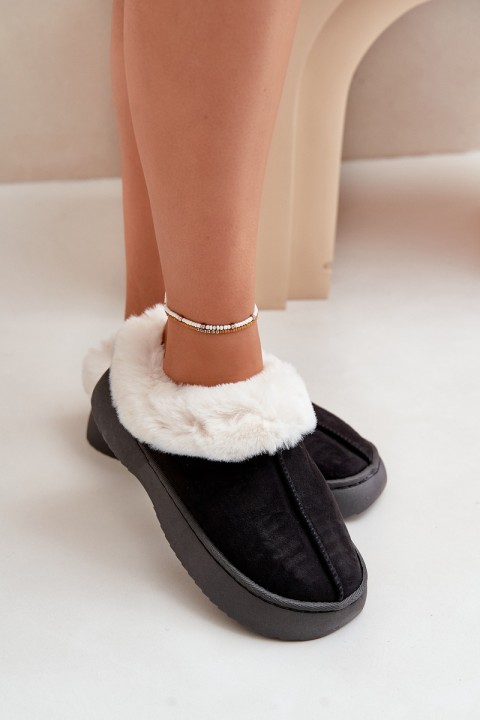 Women's Slippers With Fur Black Zinntia