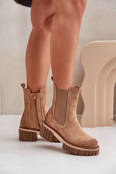 Ankle Boots With Zip Insulated Camel Linneviae