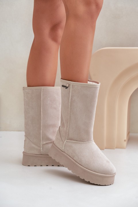 High Snow Boots On Platform Big Star OO274894 Light Beige