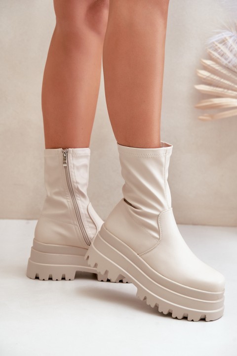 Boots On Massive Platform Light Beige Florinara