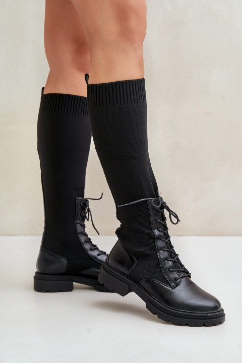 Slip-On Boots With Sock Shaft Black Iranel